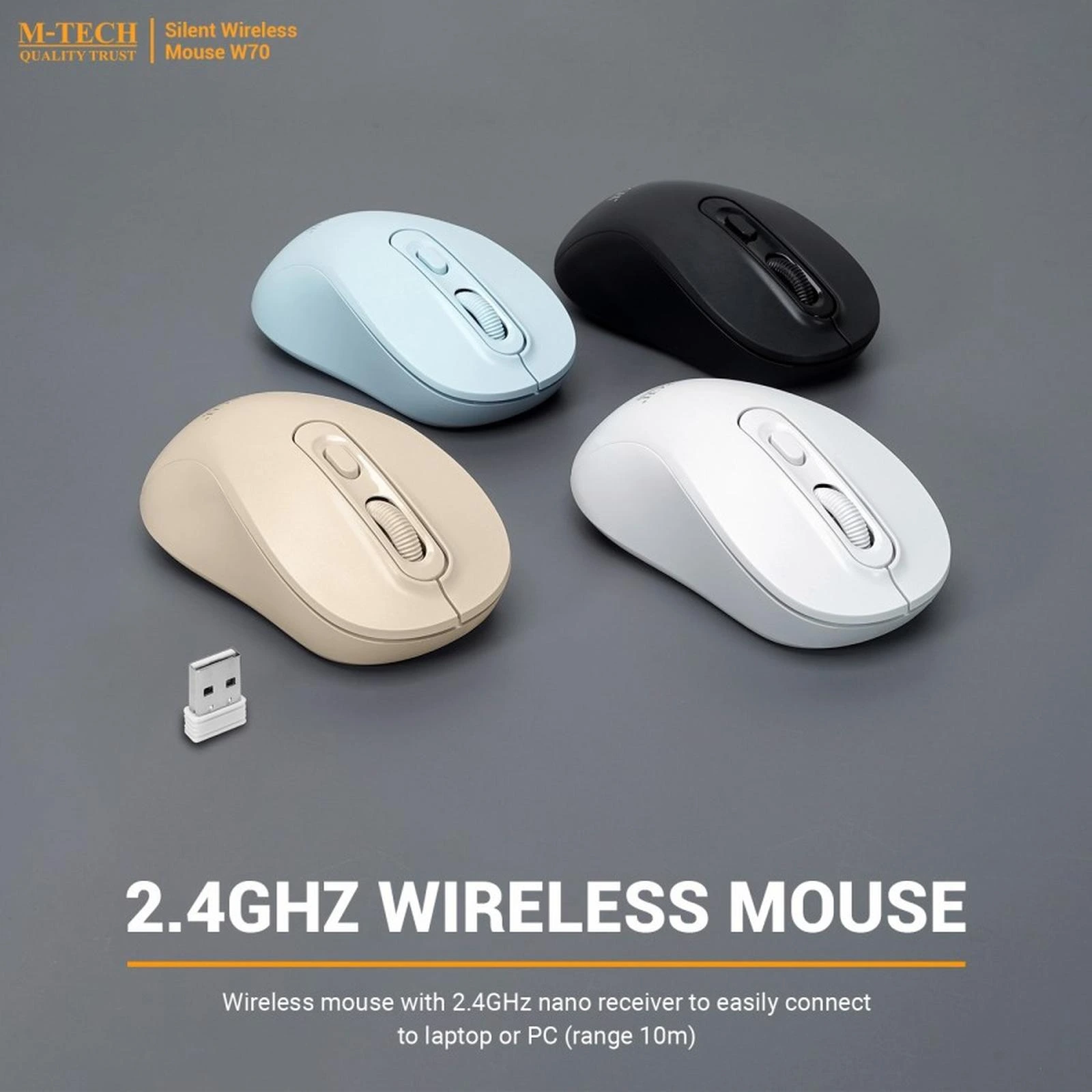 MOUSE WIRELESS SILENT CLICK M-TECH W70